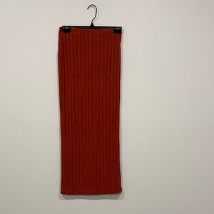 Elegant Rust orange Ribbed midi/long Skirt